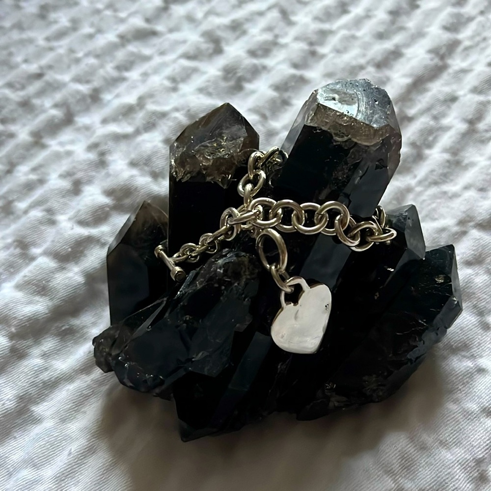 Sterling heart Cain toggle bracelet